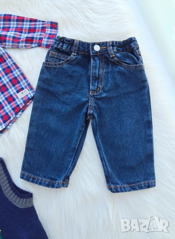 Бебешка риза H&M дънки Next и пуловер 6-9 месеца, снимка 3 - Комплекти за бебе - 52799034