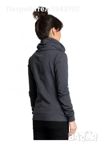 Суичър с асиметричен цип в цвят графит B071 BE, снимка 2 - Суичъри - 47751784