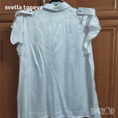 Бяла сатенена блуза, снимка 3 - Тениски - 43436503