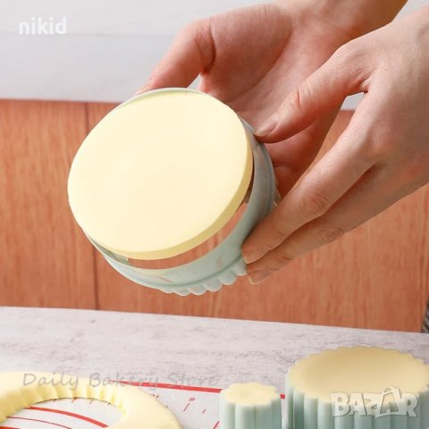 6 бр рингове кръгове кръг кръга двустранни резци пластмасови с къдрици бисквитки сладки резец форма, снимка 10 - Форми - 18226198