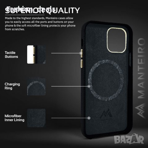 Нов Защитен кожен черен калъф кейс гръб за телефон iPhone 13 Pro 6.1 инча Айфон Защита, снимка 3 - Калъфи, кейсове - 38535149