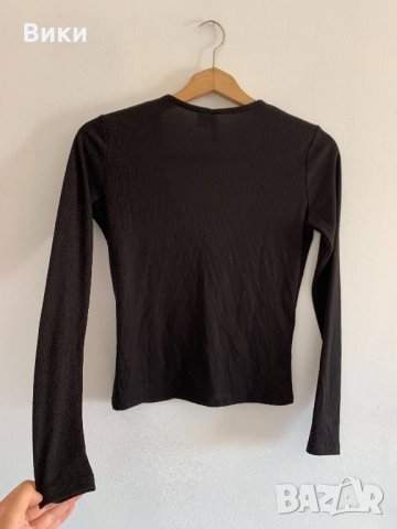 Черна дамска блуза, снимка 4 - Блузи с дълъг ръкав и пуловери - 26680716