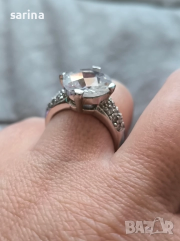 Сребърен пръстен с камък, снимка 6 - Пръстени - 52935615