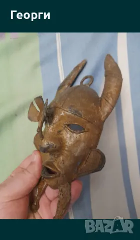 Бронзова маска-3, снимка 3 - Антикварни и старинни предмети - 50109546
