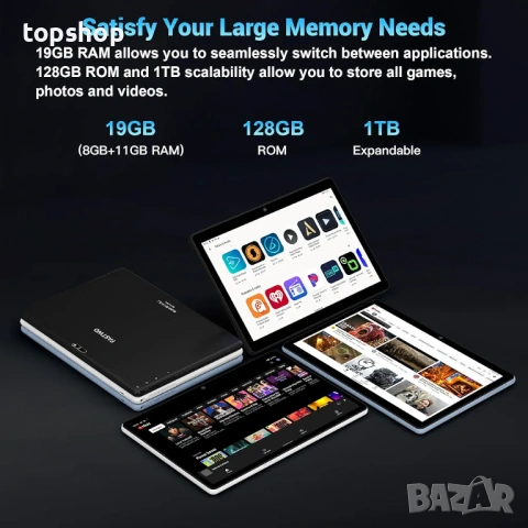 Нов, проверен FASTWD Y121-EEA Таблет 2024 10 инча, Android 14, 5G WiFi, 19GB RAM + 128GB ROM, IPS..., снимка 3 - Таблети - 53060511