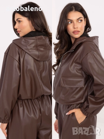 Късо дамско яке от еко кожа, 5цвята , снимка 4 - Якета - 52132094