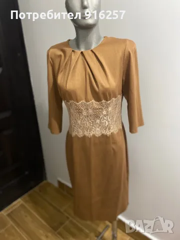 Рокля цвят горчица , снимка 3 - Рокли - 48653409