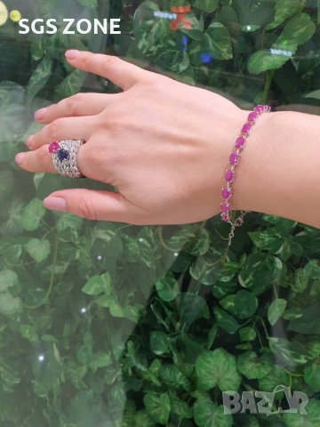 СРЕБЪРЕН ДВОЕН ПРЪСТЕН С РУБИН, снимка 6 - Пръстени - 52397440