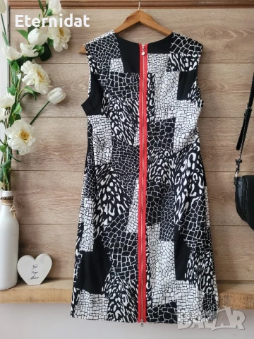 Нова елегантна рокля с червен цип на гърба 