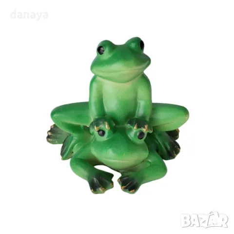 5721 Зелени фигурки Двойка жаби сувенир за късмет и декорация, 8 см, снимка 3 - Статуетки - 49150661
