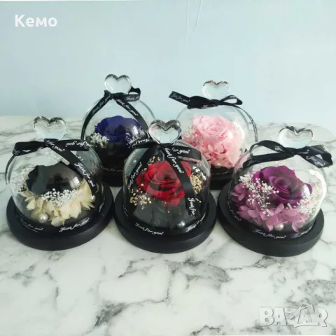 Истинска вечна роза в стъкленица – балсамирана и запазена за години, снимка 3 - Подаръци за жени - 49024633