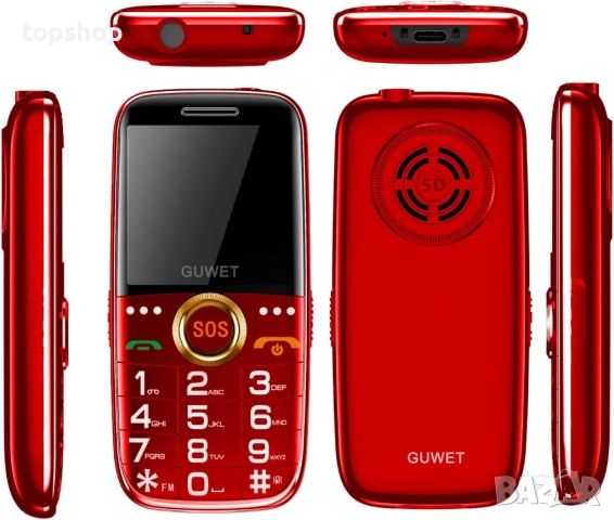 Чисто нов телефон за възрастни гувет. Мобилен телефон с големи бутони за възрастни хора, отключен GS, снимка 2 - Други - 52704179