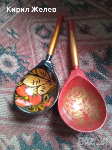 Руски рисувани лъжици дървени 53674, снимка 3 - Антикварни и старинни предмети - 53392349