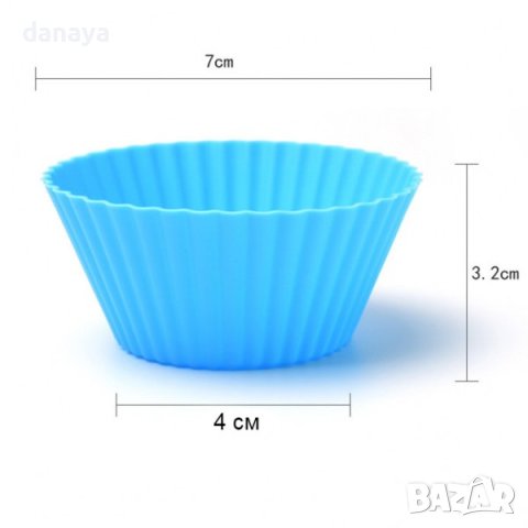 3509 Цветни силиконови форми за мъфини комплект от 12 броя, снимка 6 - Форми - 44076735