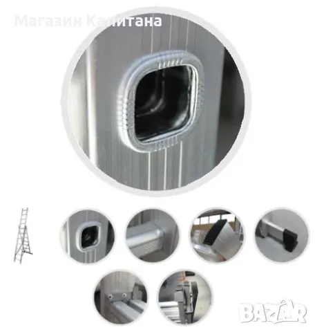 Стълба трираменна професионална Aron 3х9 стъпала, снимка 3 - Други машини и части - 48343221