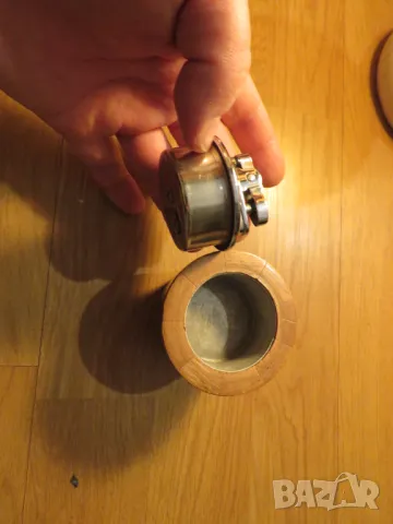 Старинна запалка солидна изработка от метал и орех - красота за  ценители и колекционери , снимка 4 - Антикварни и старинни предмети - 50435381