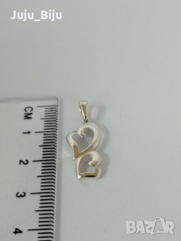 Нова сребърна висулка - сърца, снимка 1 - Колиета, медальони, синджири - 28592695