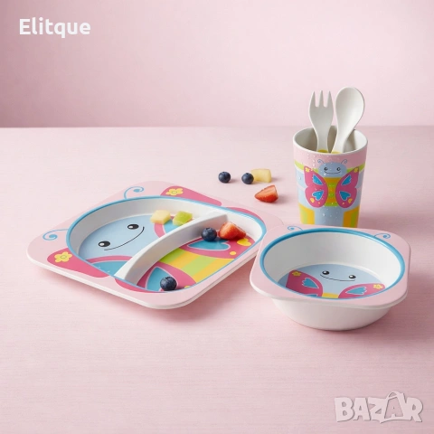 Детски комплект за хранене 5 части Cheffinger – чиния, купичка, чаша, лъжица и вилица, снимка 6 - Други - 53165335
