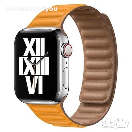 Кожена Магнитна Каишка за Apple Watch 7 / 6 / 5 / SE 44 40 45 41mm, снимка 6 - Аксесоари за Apple - 34837193