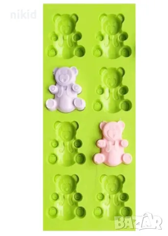 8 мечета мече Барни силиконов молд форма за кексчета мъфини шоколад гипс декор , снимка 2 - Форми - 48032197