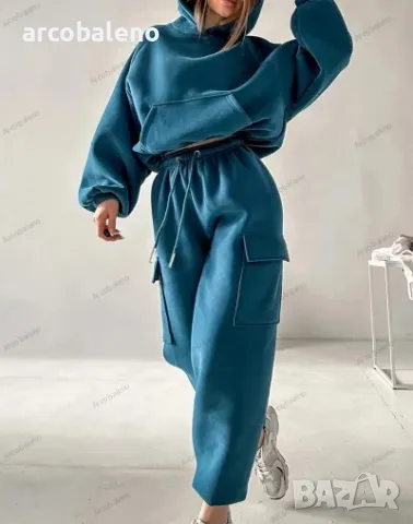 Моден дамски спортен ежедневен комплект от две части, 3цвята 