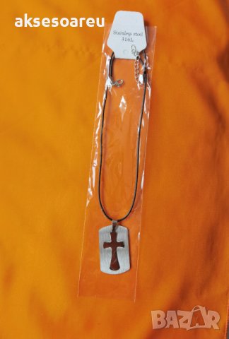 Ново колие с каишка медальон с висулка кръст в метална плочка модни бижута за подарък за Свети Вален, снимка 11 - Колиета, медальони, синджири - 38319851