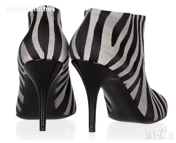 Stella McCartney Animal Zebra Patterned Canvas Ankle Дамски Обувки с Ток размер 36, снимка 2 - Дамски обувки на ток - 43122167