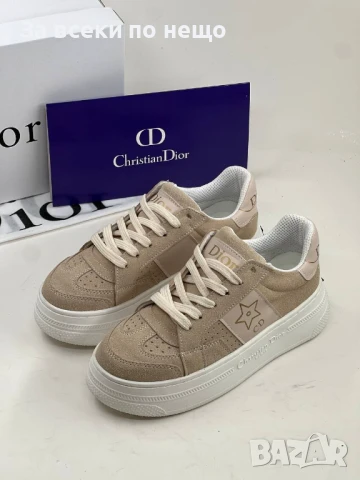 Christian Dior Дамски Бежови Маратонки С Бяла Подметка👟Дамски Спортни Обувки Кристиян Диор Код E510