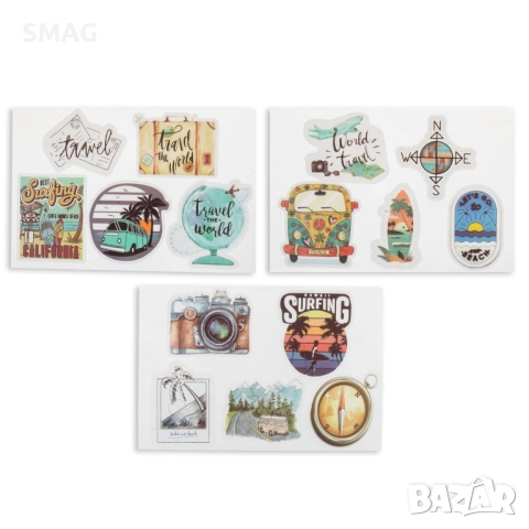 Стикери за куфар 15 броя цветни дизайни 14x21.5см_1248749, снимка 2 - Други - 52305550