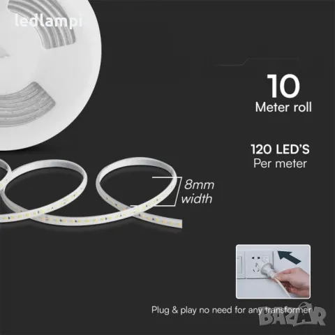 LED лента 2835 220V IP65 120LED Зелена Светлина 10m/ролка, снимка 3 - Лед осветление - 48282623