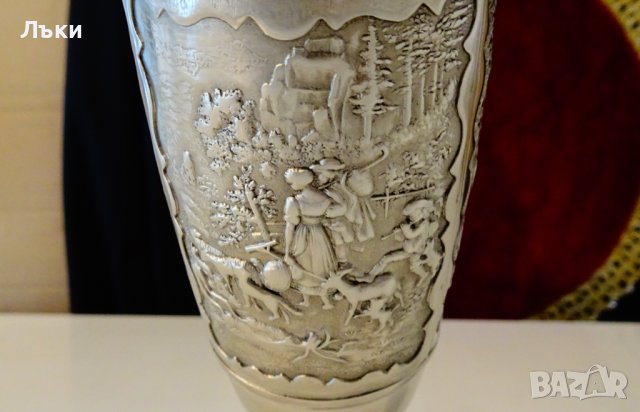 Бокал от калай с идилични картини от селския живот. , снимка 5 - Антикварни и старинни предмети - 44117093