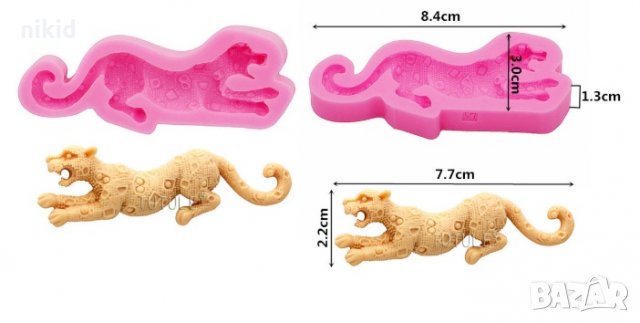 Леопард пантера котка силиконов молд форма декорация торта мъфини украса