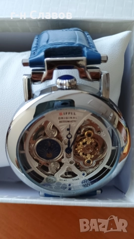 Skeleton DIFFUL Moon Phase Tourbillion Leather Men Automatic Watch, снимка 10 - Мъжки - 51655295