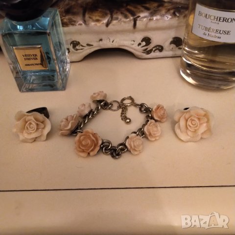 Руски Позлатена гривна с порцелан и пръстени разпродажба