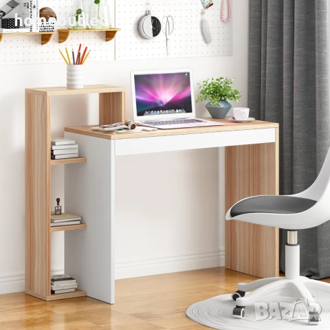 ПРОМОЦИЯ Бюро с компактен размер и отворени рафтове за съхранение 10CXWLBD-110WT, снимка 2 - Бюра - 50768504