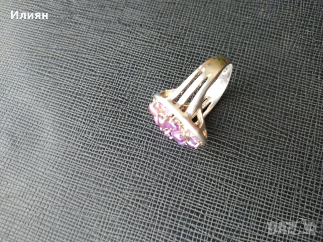 Сребърен пръстен с аметисти, снимка 4 - Пръстени - 28322297