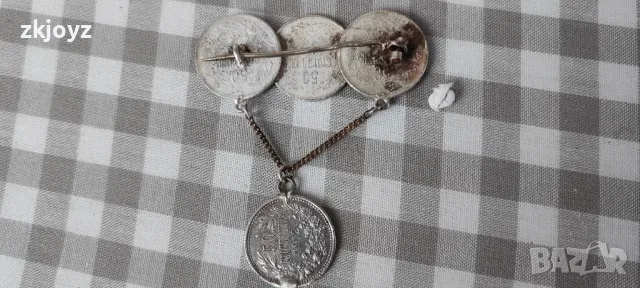 СТАРИННА СРЕБЪРНА БРОШКА МОНЕТИ ФЕРДИНАНД I / ПРОБА 835, снимка 3 - Антикварни и старинни предмети - 49161440