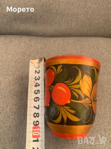 Хохлома-Красива ръчно рисувана чаша-СССР-2, снимка 3 - Антикварни и старинни предмети - 44012216