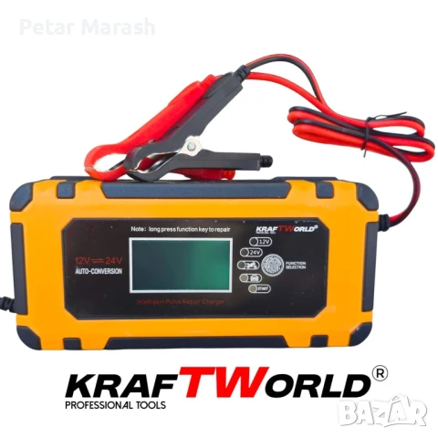 Автоматично зарядно за акумулатори KraftWorld 12V с LCD дисплей и ремонтен режим, снимка 5 - Аксесоари и консумативи - 51027058