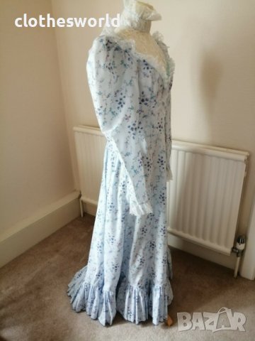 Лятна рокля във викториански стил в синьо на цветя, снимка 4 - Рокли - 37611171