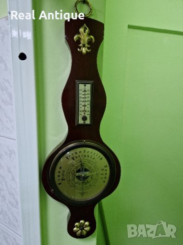 Чудесен много красив антикварен белгийски барометър с термометър , снимка 4 - Антикварни и старинни предмети - 43709658
