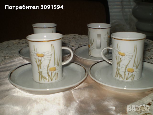 Стар Български порцелан комплект от 4 чаши за кафе, снимка 3 - Други ценни предмети - 39147202