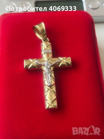 Златна висулка кръст от 14к злато 4.44гр 5см 