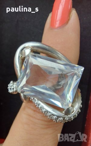 Сребърен пръстен с огромен циркон / проба 925 , снимка 8 - Пръстени - 32717581