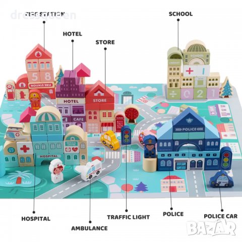 3547 Дървен конструктор с пъзел, снимка 16 - Игри и пъзели - 37835716