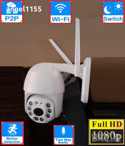 Full HD PTZ външна IP WIFI камера 5MP Lens Безжична управляема външна въртяща с двупосочен звук, снимка 1 - IP камери - 39133075