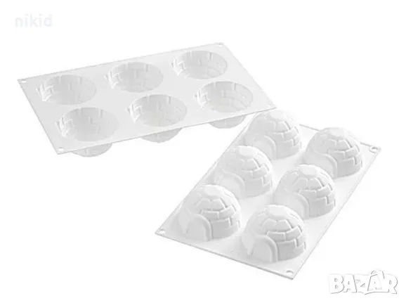 3D Иглу купол зимна къща силиконов молд форма фондан шоколад мус десерти кексчета мъфини гипс сапун , снимка 4 - Форми - 49550150