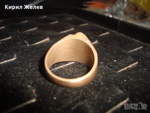 СТАРИНЕН РЪЧНО ИЗРАБОТЕН и ОРНАМЕНТИРАН МАСИВЕН БРОНЗОВ КЛАСИЧЕСКИ СТИЛ ПРЪСТЕН УНИКАТ 21709, снимка 8 - Антикварни и старинни предмети - 32552936