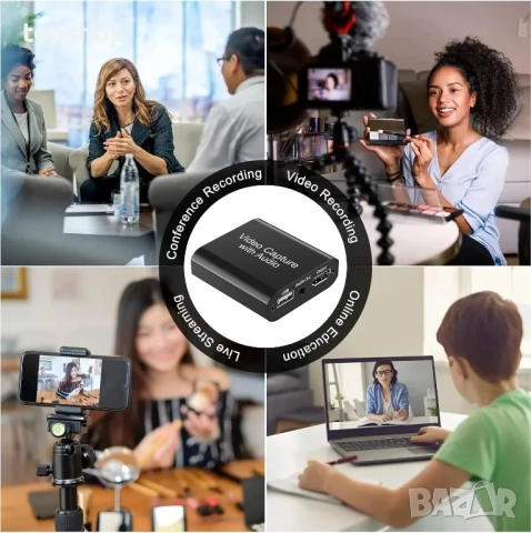 НОВА аудио видео карта за заснемане с микрофон и HDMI изход, 1080p 60fps 4K HDMI, за игри, стрийминг, снимка 6 - Кабели и адаптери - 51572601