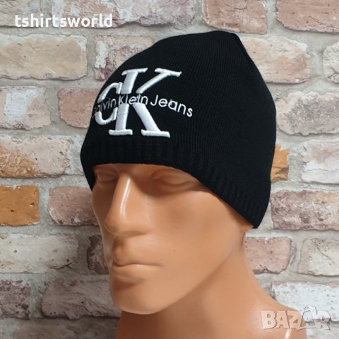 Нова зимна шапка на марката CK, Calvin Klein с бяло лого, снимка 3 - Шапки - 43280725